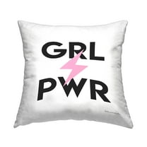 Stupell Industries Grl Pwr Pink Lightning Bolt Printed Throw Pillow Design by lulusimonSTUDIO