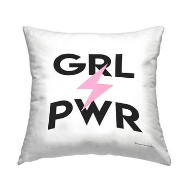 Stupell Industries Grl Pwr Pink Lightning Bolt Printed Throw Pillow Design by lulusimonSTUDIO