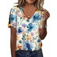 thumbnail image 1 of Blusa HOTYD para mujer con estampado floral bohemio y cuello en V y hombros descubiertos, 1 of 2