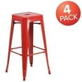 thumbnail image 4 of Flash Furniture Lily 4 Pack Commercial Grade 30" High Backless Red Metal Indoor-Outdoor Barstool with Square Seat, 4 of 14