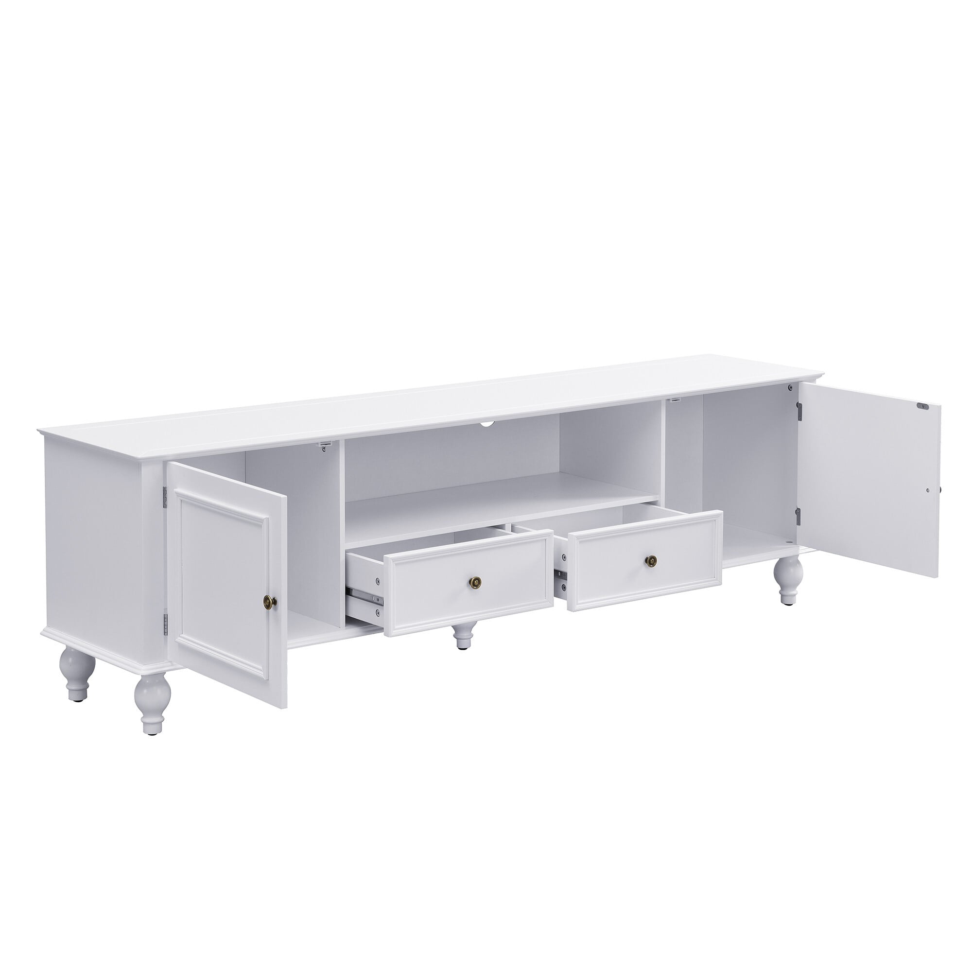 AENKYO Modern Minimalist TV Stand with Storage Cabinets & Drawers, Entertainment Console for TVs up to 75", White