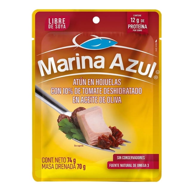 Lomo de atún Marina Azul aleta amarilla con tomate deshidratado en aceite de oliva 74 g