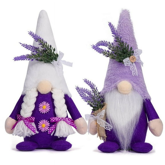 Spring Gnome Decor Lavender Gnome Home Decor Swedish Gnome Gifts Handmade Kitchen Decor Spring Tier Tray Decor Polyester Fiber & White