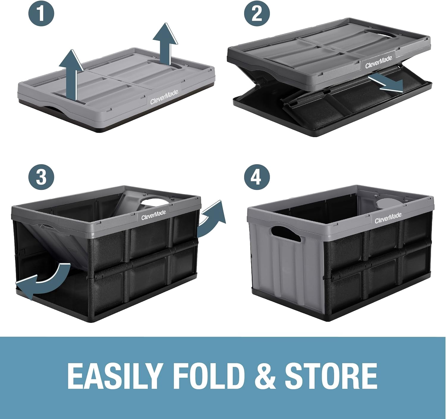 CleverMade Collapsible Storage Bin No Lid 16 Gal Tan 3 Pack
