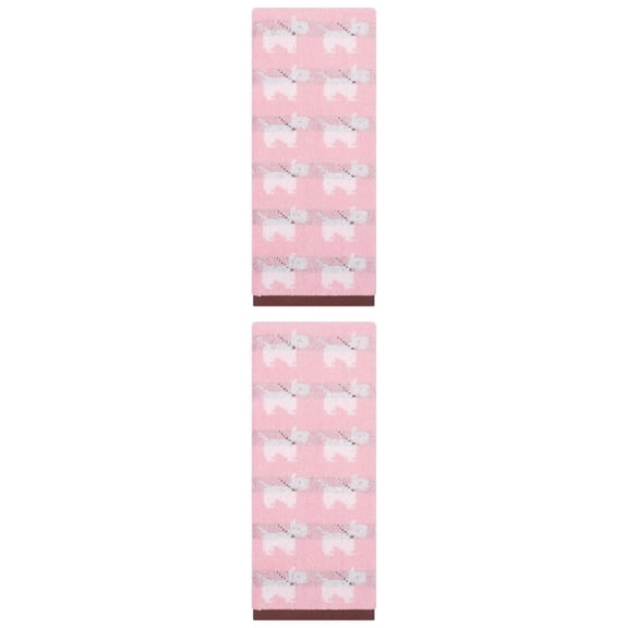 Unique Bargains Animal Pattern Cotton Jacquard Absorbent Hand Towel Pink 29" x 13"