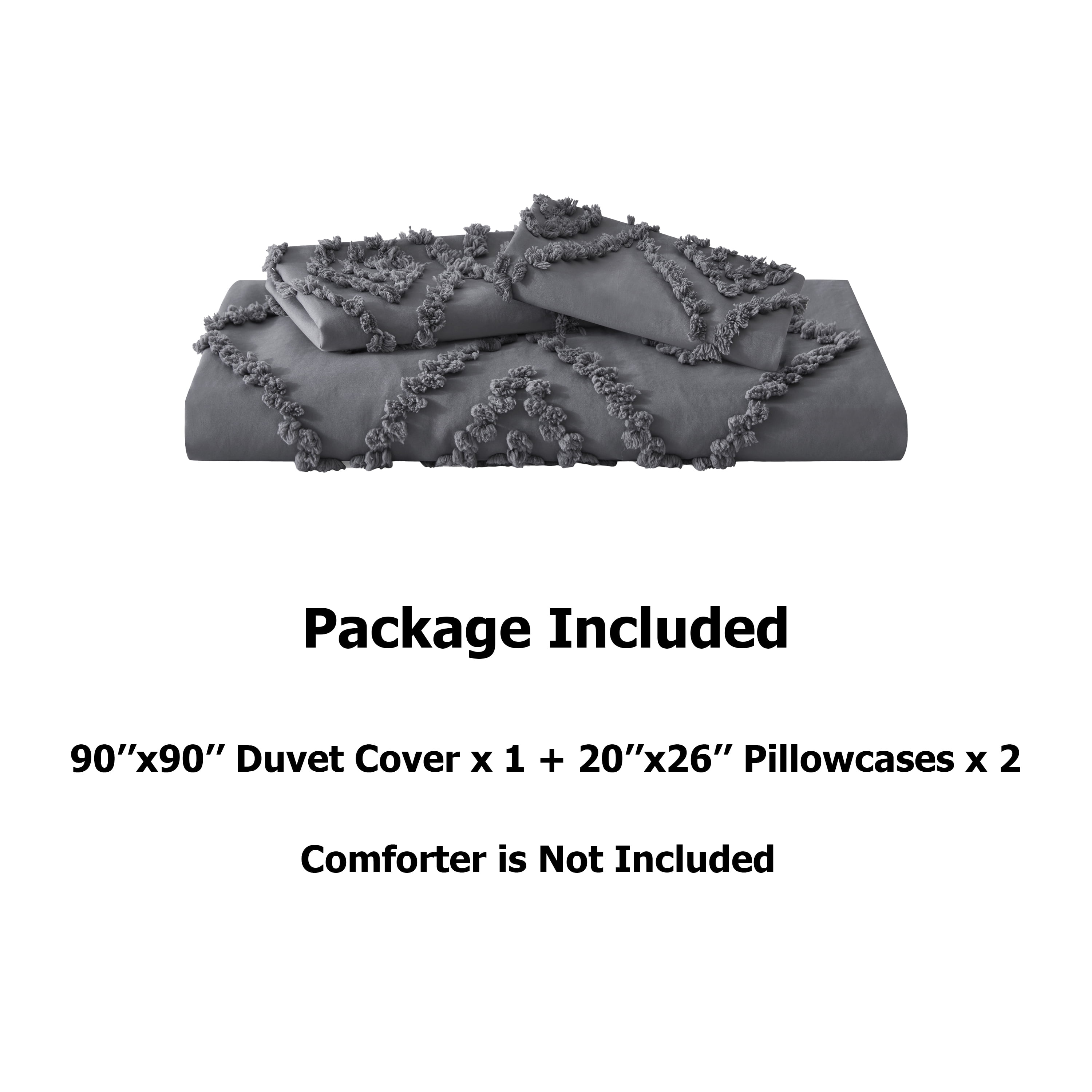 Queen Duvet Cover, Soft Bedding Set for All Seasons, Comforter Set, Boho Embroidery, Multi Colors & Sizes Available(Gray, 3 Pcs, 90"x 90")