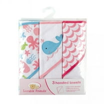 Luvable Friends Baby Girl Cotton Terry Hooded Towels, Pink, One Size