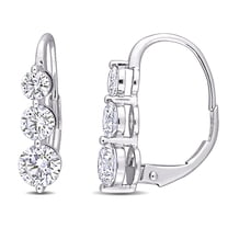 Created Forever Women's 1-3/4 Carat T.G.W. Lab Created Diamond 14k White Gold Three-Stone Earrings