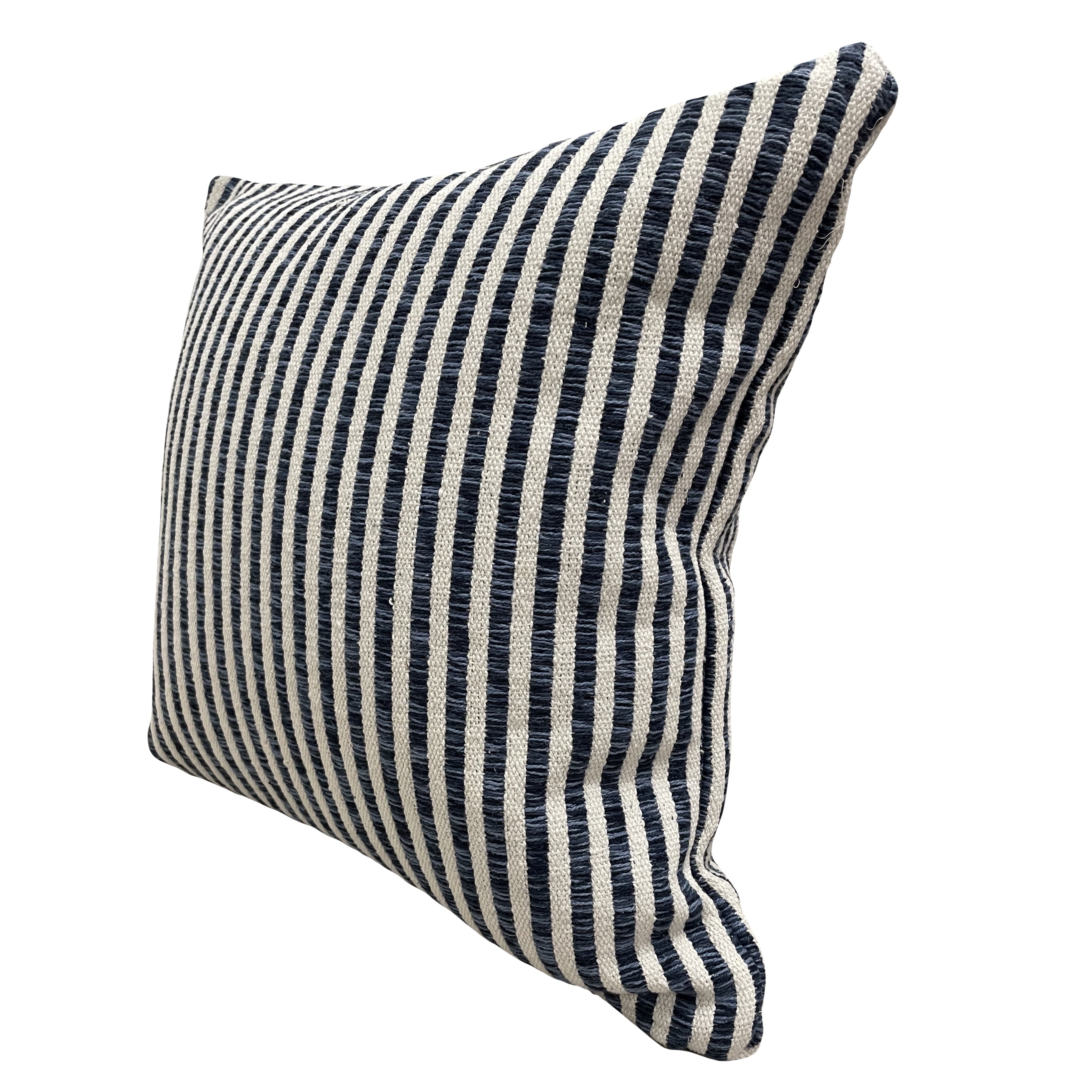 Ox Bay Hampton 22" x 22" Blue/White Striped Cotton Adult Decorative Throw Pillow Cover