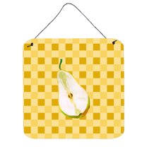 Carolines Treasures BB7244DS66 Sliced Pear on Basketweave Wall or Door Hanging Prints 6x6 multicolor