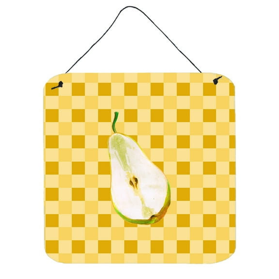 Carolines Treasures BB7244DS66 Sliced Pear on Basketweave Wall or Door Hanging Prints 6x6 multicolor
