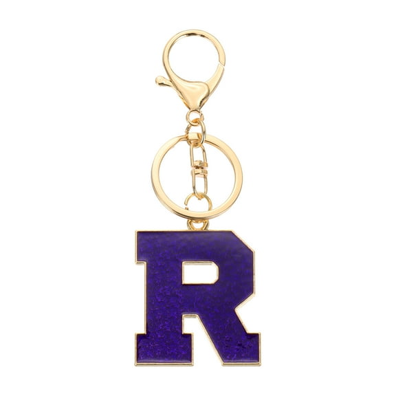 Uxcell Initial Letter Keychain, Purple A-Z Alphabet Keyring A-Z Letter, Personalized Metal Key Chain for Women Men Gift Purse Handbags Car Key Rings (R)