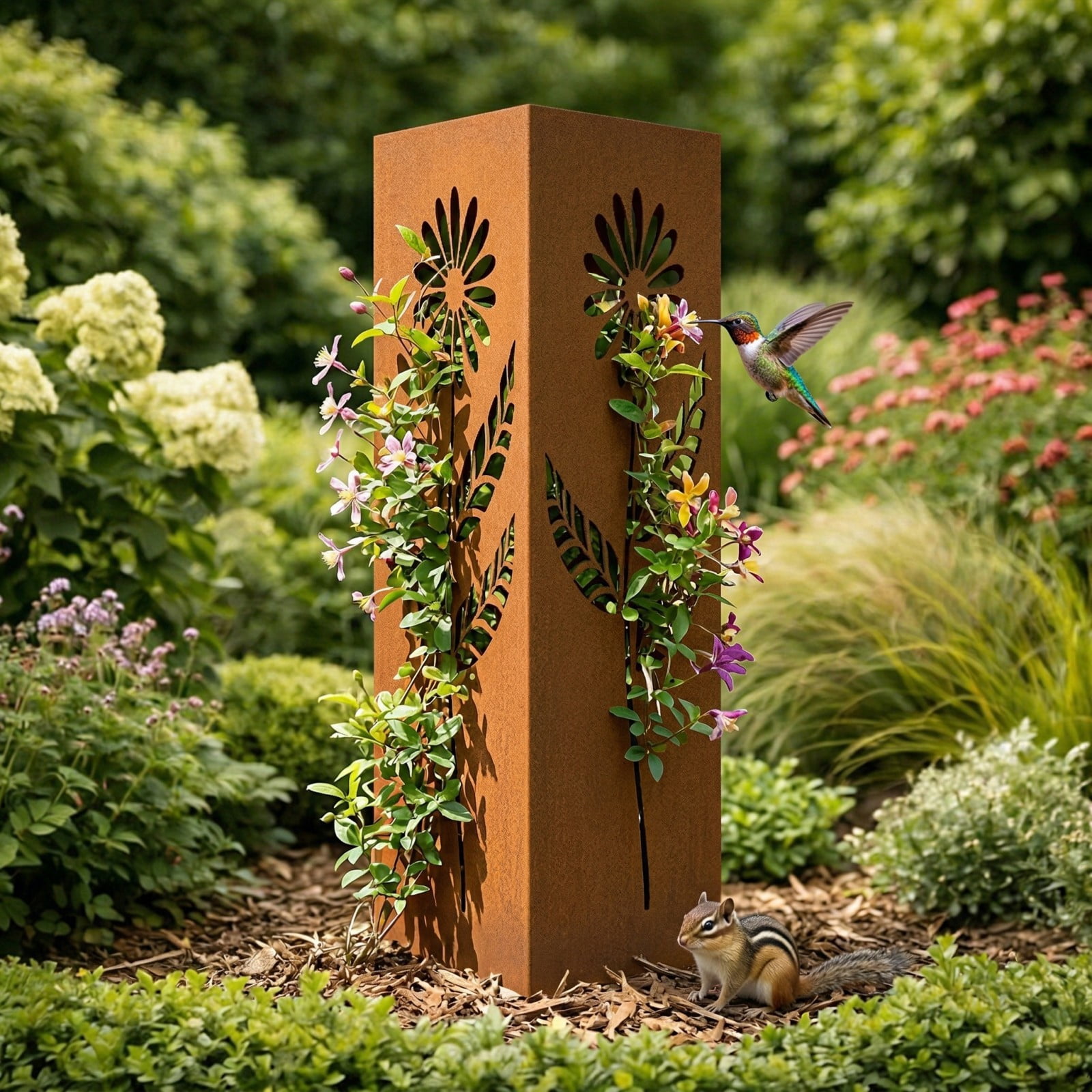 Rustic Pineapple Garden Column Outdoor Metal Sculpture, Modern Yard Statues, Decorative Light Cover, Patio Accent, Weather-Resistant Pineapple Column for Summer Garden, Pathway, Entryway, B