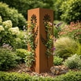 thumbnail image 6 of Rusty Metal Garden Column, 15.7 inches Garden Column Rust Steel Statue without Lid, Modern Garden Sculpture, Metal Patio Landscape Decor, Art Column for Lawn, Porch, Backyard Decoration, Style O, 6 of 9