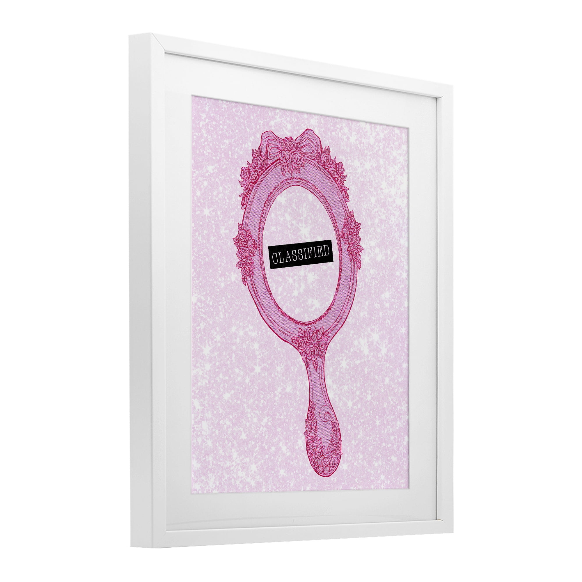 Stupell Industries Classified Ornate Pink Mirror White Framed Print Under Glass, design by Ziwei Li