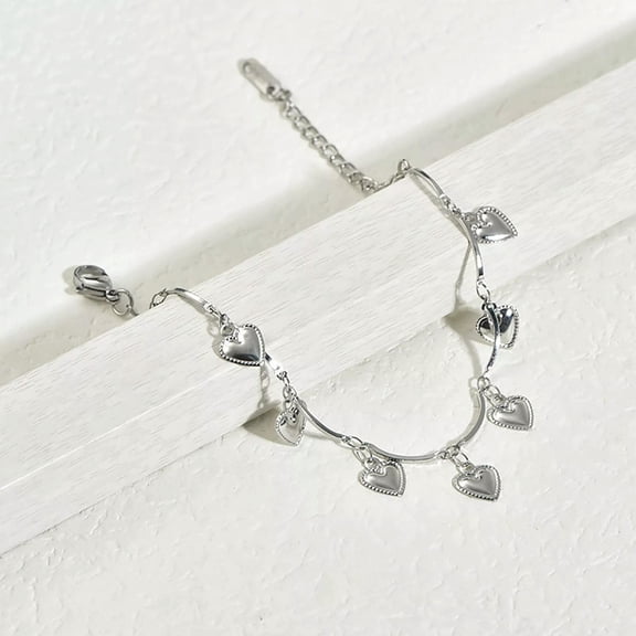 QQTDFG Heart Shape Stainless Steel Metal Bracelet Charm Wrist Bangle Girls Accessories-default