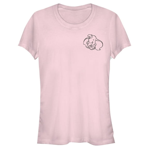 Junior's Dumbo Pocket Outline Graphic Tee Light Pink Large