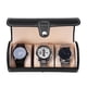 thumbnail image 5 of Estuche de exhibición de relojes con 3 rejillas cilíndricas para rollos de relojes, caja de almacenamiento para joyas y regalos (negro), 5 of 14