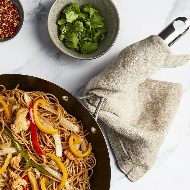 Infuse 14in Nonstick Carbon Steel Open Wok with Stainless Steel