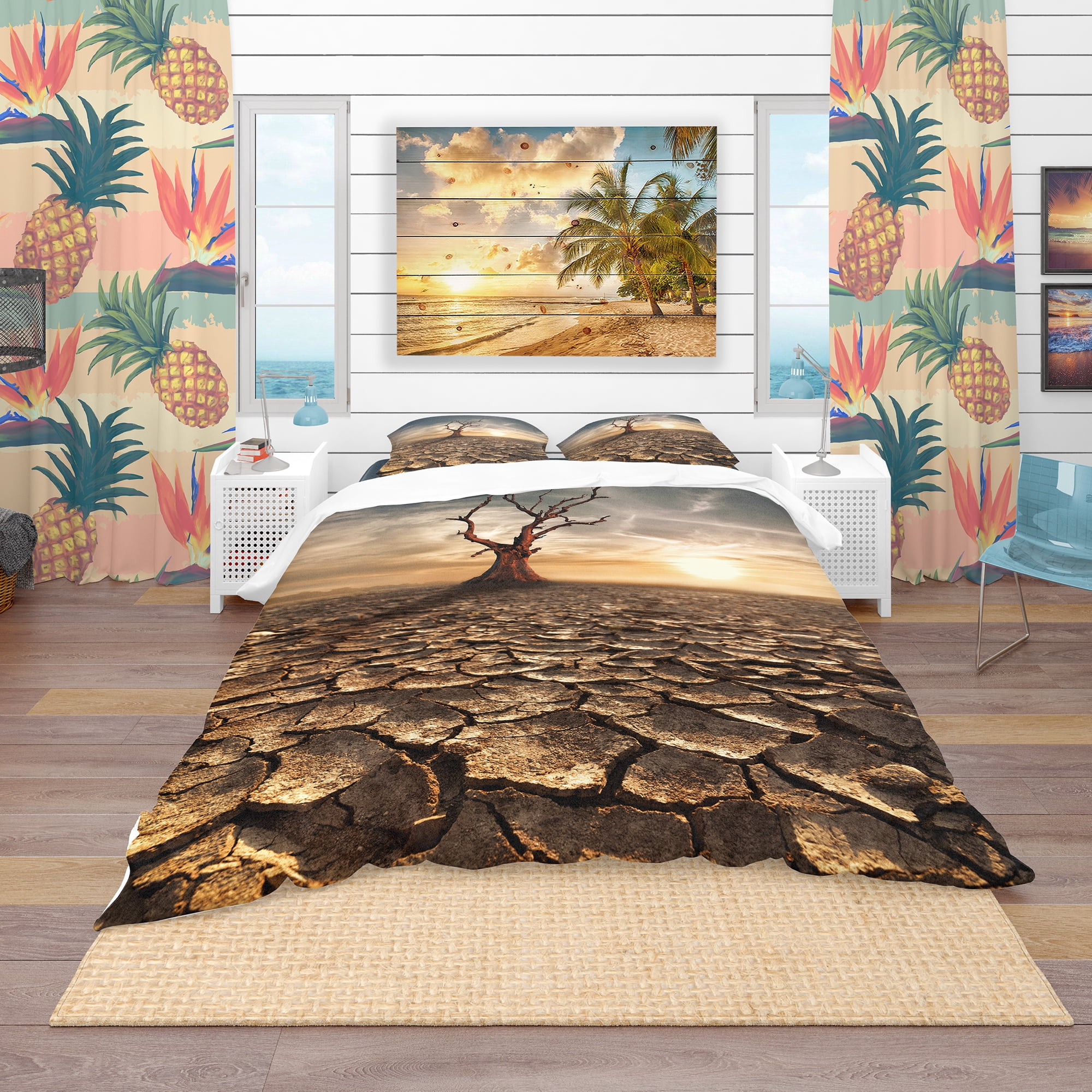 Designart 'Lonely Dead Tree in Cracked Land' Modern & Contemporary Duvet Cover Set