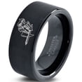 thumbnail image 1 of Tungsten Armor Shield Sword Knight Band Ring 9mm Men Women Comfort Fit Black Flat Cut Brushed Polished, 1 of 4