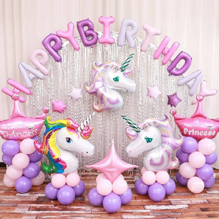 Unicorn Theme Birthday Decorations Items Combo Kit- 56Pcs With Unicorn  colour metallic and confetti Balloons, Unicorn Banner For Bday Decoration  For Girls, Boys, Kids, Baby - Party Propz: Online Party Supply And