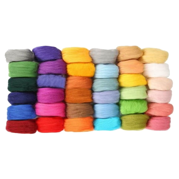 36 Colors Wool Roving, Needle Felting Wool, Wool Yarn Felt Hand Spinning, for DIY Craft Materials