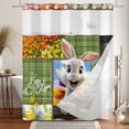 thumbnail image 5 of Mizhona Happy Easter No Hook Shower Curtains with Snap in Liner，Cute Bunny Hookless Bath Curtain,71"× 86", 5 of 6