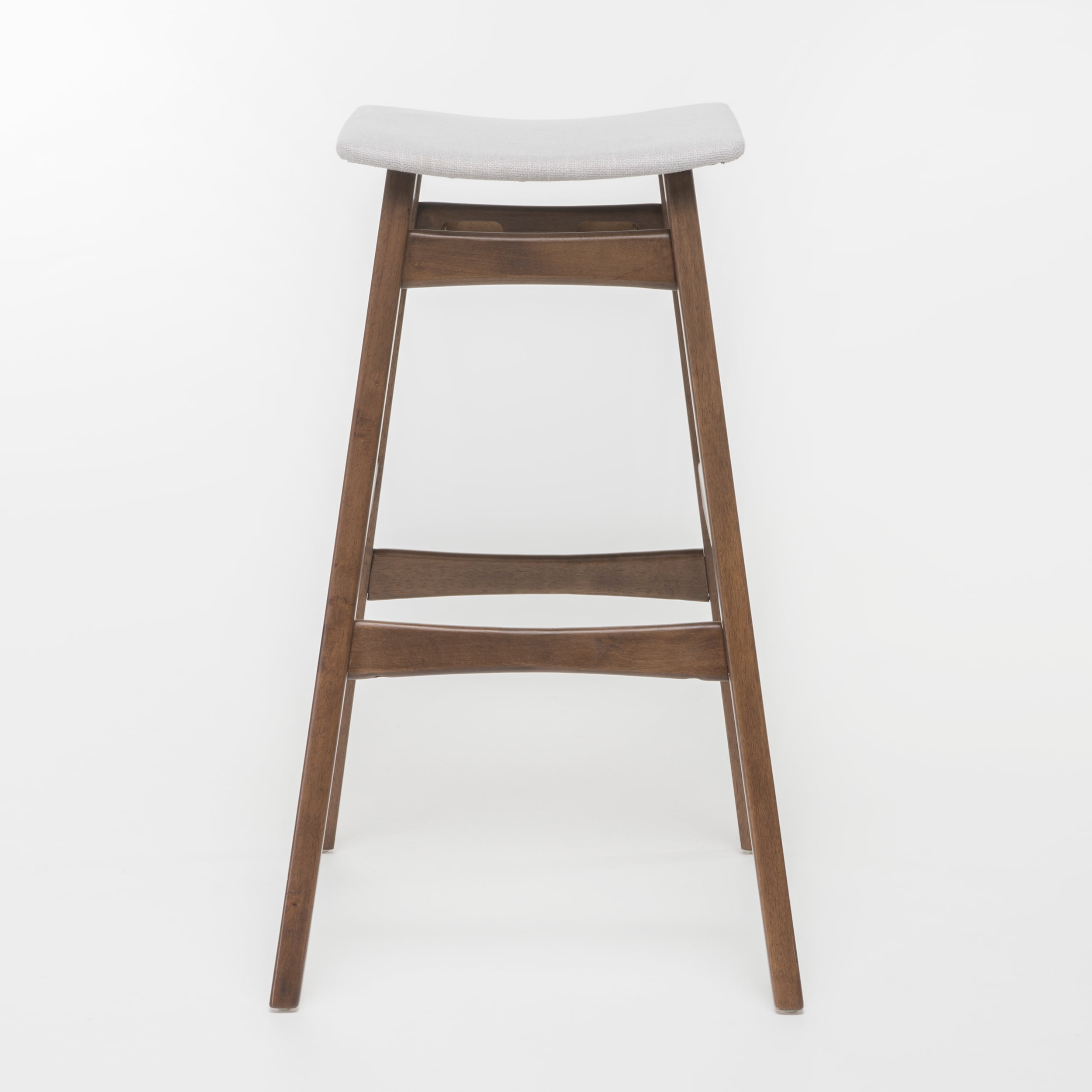 Noble House Jackie Indoor Walnut Finish Bar Stools, Set of 2, Light Beige
