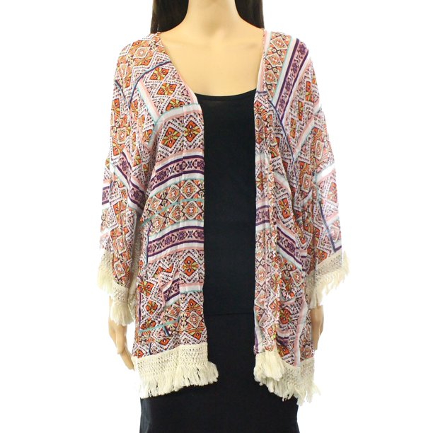 Democracy Democracy NEW Pink Womens Size Medium M Crochet Fringe Trim