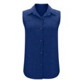 thumbnail image 4 of lmcalzta Womens Button down Tank Tops Sleeveless Lapel Collar Shirt Tanks Summer Work Business Casual Linen Shirt Blouses, 4 of 7