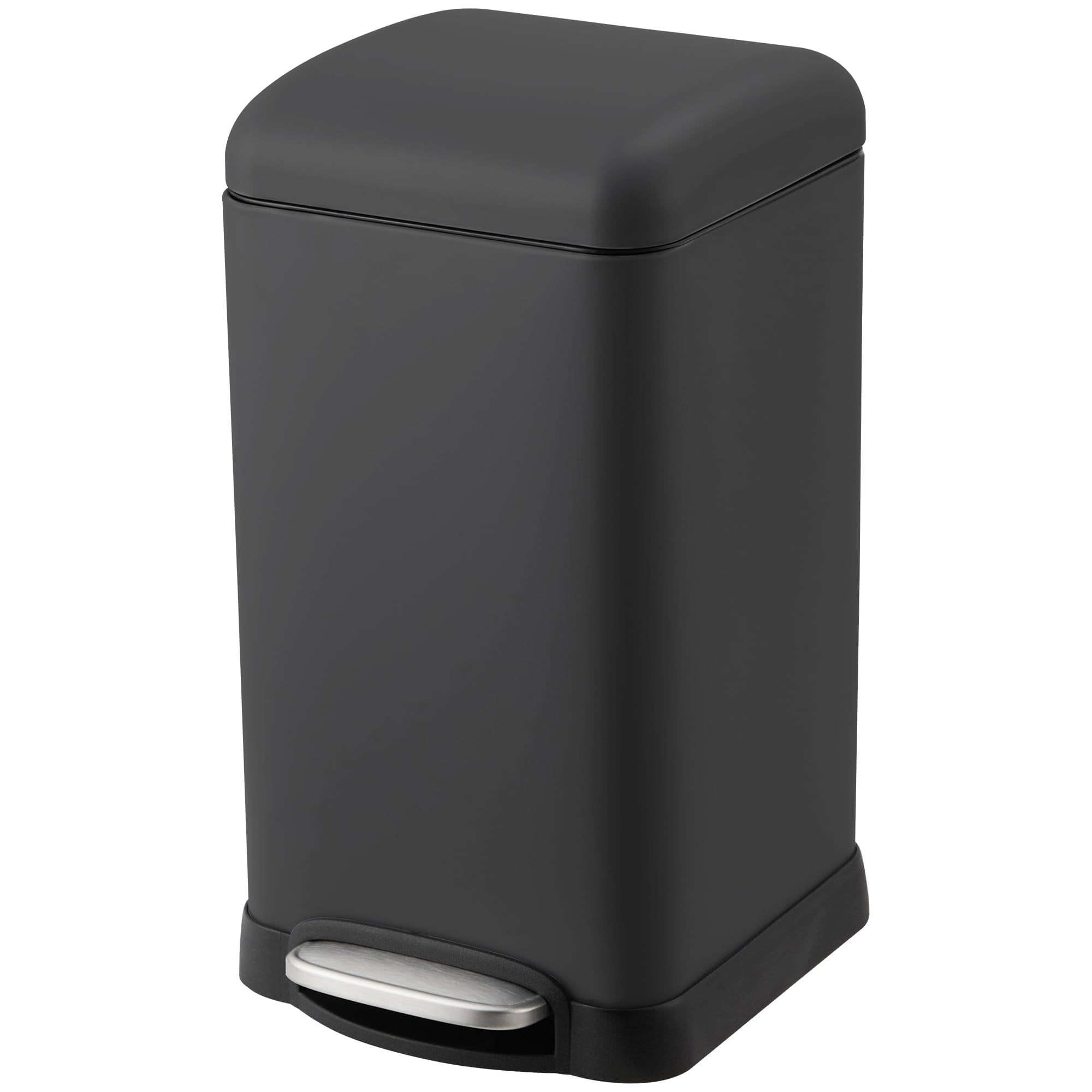 Bathroom Trash Can with Lid, Stainless Steel Kitchen Garbage Can with 12 Liter, Soft Close Step-On Pedal, Fingerprint-Resistant Finish for Kitchen or Dormitory
