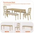 thumbnail image 5 of 5 Piece Dining Table Set for 6-8 People - Includes One Dining Table, 2 Upholstered Benches, 2 Cross Back Dining Chairs, Rustic Dining Set for Kitchen, Oak, 5 of 10