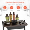 thumbnail image 4 of 3-Tier Walnut Tabletop Salon Rolling Trolley Cart, Stand Tray Rolling Cart with Wheel Storage, 4 of 7