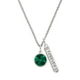 thumbnail image 1 of Delight Jewelry 12mm Crystal Rivoli - Green Silvertone Forever Bar Charm Necklace, 23", 1 of 4