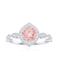 thumbnail image 3 of Rosec Jewels Lab Grown Pink Diamond Engagement Ring - 1 Carat - Fancy Pink Color VVS Clarity - Vintage Pink Diamond Ring, 925 Sterling Silver, US 4.00, 3 of 7