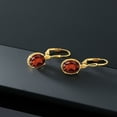 thumbnail image 4 of Gem Stone King 18K Yellow Gold Plated Silver Red Garnet Leverback Dangle Earrings for Women (3.60 Cttw, Gemstone January Birthstone, Oval 9X7MM), 4 of 5