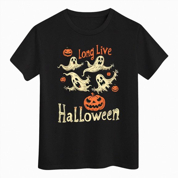 Gubotare Girls Halloween Shirt Girls Summer Short Sleeve Shirts Casual Cute Crew Neck Blouses Tops 2T 3T (Black,2-3 Years)