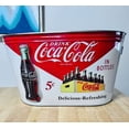 thumbnail image 4 of Coca-Cola Food Beer Soda Soft Drinks Party Bucket Container Large All Metal Canister W/Handle Holes Oval Tub 16x10x9.5, 4 of 5