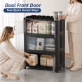 thumbnail image 4 of 18" W Collapsible Stackable 26Gal (105Qt) Storage Bins with Lids, 3-Pack Folding Plastic Storage Box with Doors for Home, Closet, Black (18" x 11" x 32"), 4 of 6