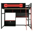 thumbnail image 5 of Aukfa Full Size Loft Bed with Desk, Shelves, LED Lights, USB Ports & Pegboard, Wood Gaming Esports Loft Bed with Storage, Red, 5 of 8