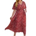 thumbnail image 2 of Fshaion Robe d'Été pour Femmes 2024 Grande Taille Manches Courtes Col en V Ample Longue Robe Liquidation à Moins de 10!, 2 of 4
