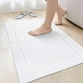 thumbnail image 1 of Canadian Linen Yukon Bath Mats, 2 Pack, 20"x34", Lightweight Quick Dry Soft Absorbent Cotton Washable Bathroom Shower Mat, Picture Frame Design, White, 1 of 8