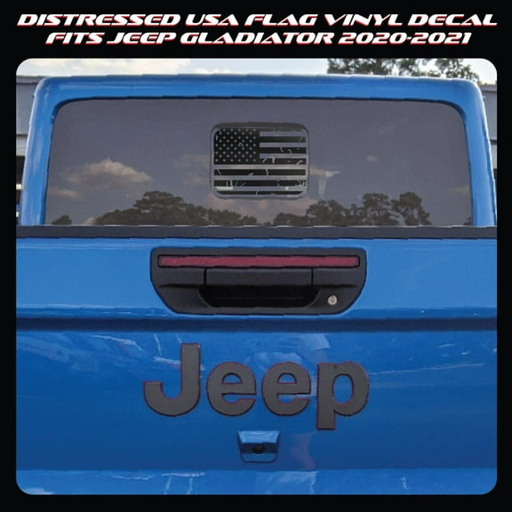 AnyStickerYouWant - Distressed American Flag Sliding Window Vinyl Decal Fits on and Compatible with Jeep Gladiator 2020