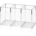 thumbnail image 1 of Queilt 1 PCS Acrylic Pen Holder 3 Compartments, Clear Pencil Organizer Cup for Countertop Desk Accessory Storage, 1 of 5