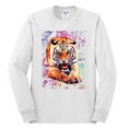 thumbnail image 2 of Wild Bobby, Tiger Growling Colorful Trippy Tie Dye Animal Lover Mens Long Sleeve Shirt, White, Large, 2 of 3