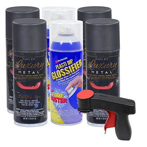 Plasti Dip Rim Kit 4 Aerosol Cans Luxury Black Sapphire, 2 Aerosol Cans Glossifier, 1 Cangun