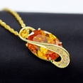 thumbnail image 5 of Uloveido Big Gold Oval Cut Crystal Rhinestone Necklace & Matching Stud Earrings Ring Jewelry Set for Women (Gold Plated, Yellow Stone, Size 5) Y183, 5 of 6