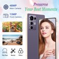 thumbnail image 2 of 6.8" HD+ Display Unlocked Smartphone, 6GB+64GB Unlocked Phone, Built in Pen, 13MP+48MP Dual Camera/Face ID/Dual SIM/GPS (Purple), 2 of 6