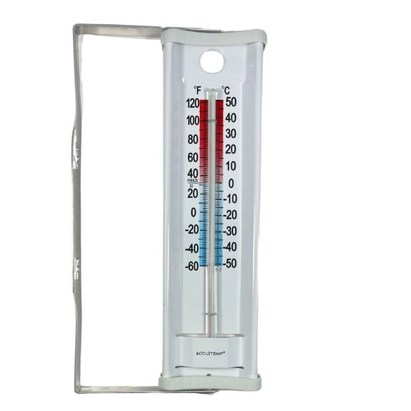 Accutemp thermomètre intérieur ou extérieur, support inclus, lectures de température en °C et °F, Blanc Modèle 8010, imperméable